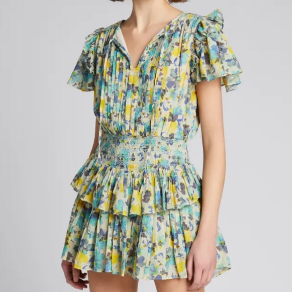 LoveShackFancy Audette Floral Ruffle Dress